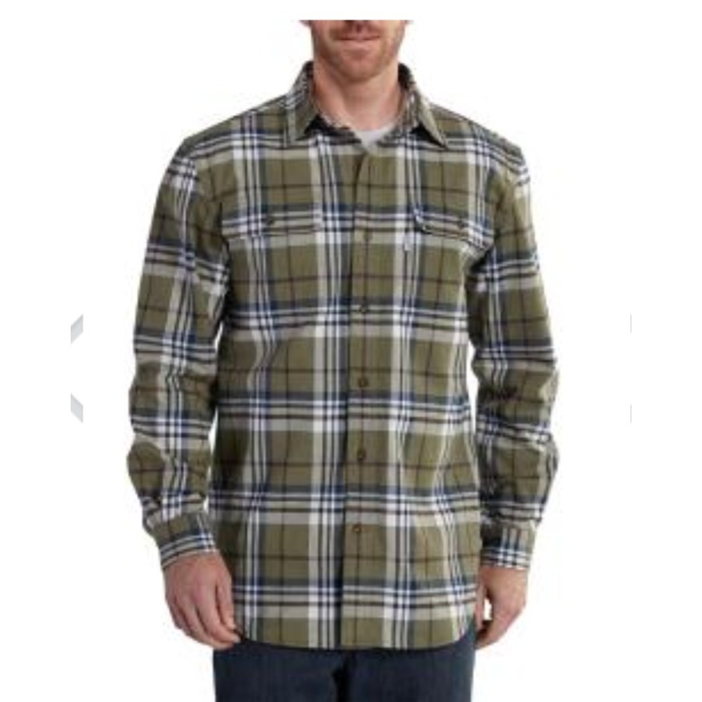 Carhartt 101749 Hubbard Plaid Flannel Shirt in Green Plaid Men Large Tall LT NEW